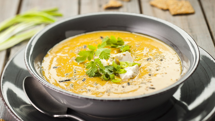 Batátový krém s hedvábným tofu - recept v chytrém multifunkčním hrnci Tefal Cook4me+