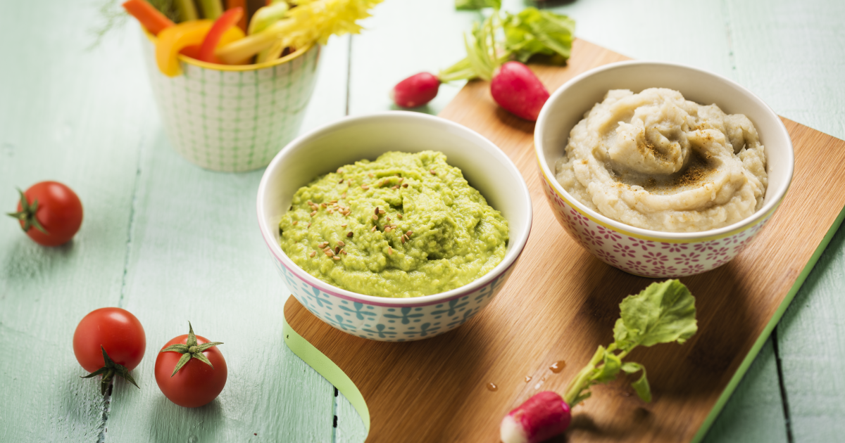 Dip z batátů a hráškový dip s wasabi recept v chytrém multifunkčním