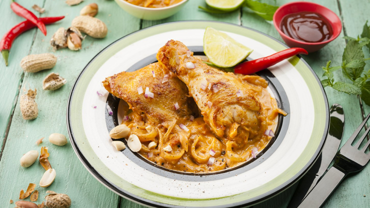 Kuře s arašídovým máslem - recept v chytrém multifunkčním hrnci Tefal Cook4me+