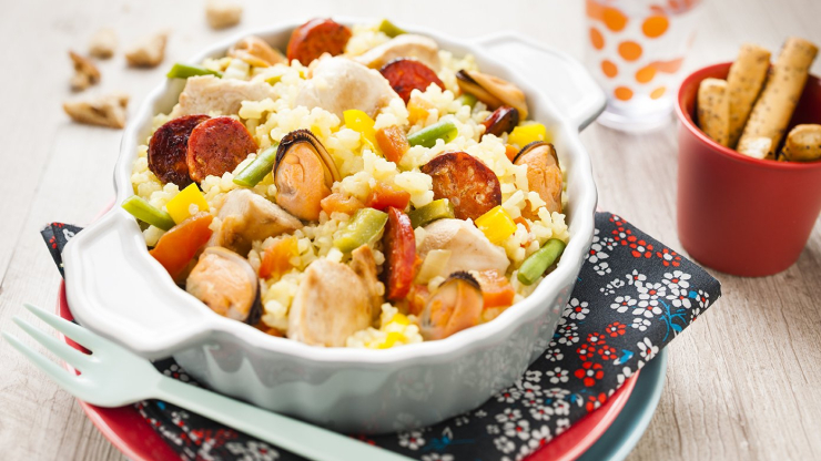 Španělská směs Paella s rýží - recept v chytrém multifunkčním hrnci Tefal Cook4me+