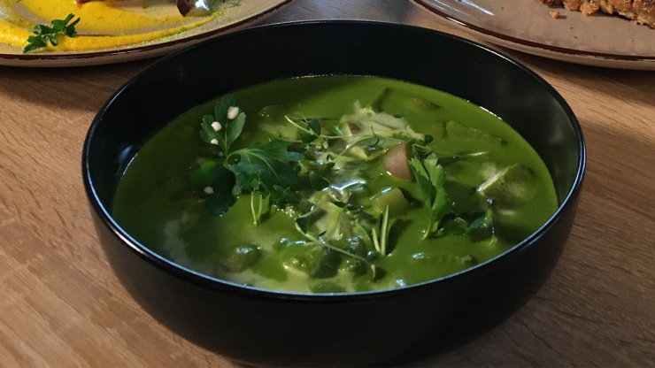 Špenátový krém s jarní zeleninou - recept pro mixér Perfectmix Cook