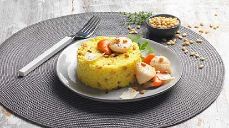 Rizoto s mušlemi sv. Jakuba a piniovými oříšky - recept pro varný kuchyňský robot Tefal Click and Cook