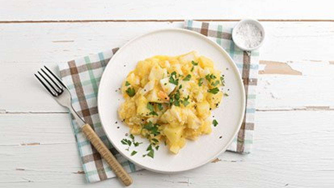 Solená treska s pórkem a bramborami - recept pro varný kuchyňský robot Tefal Click and Cook